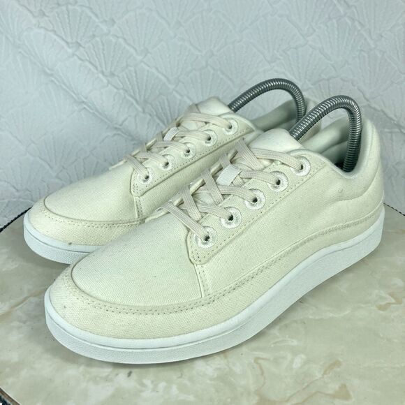Allbirds Canvas Pacers Walking Sneakers 9 Cream Lace Up Low Top Casual Shoe NEW - Picture 5 of 14